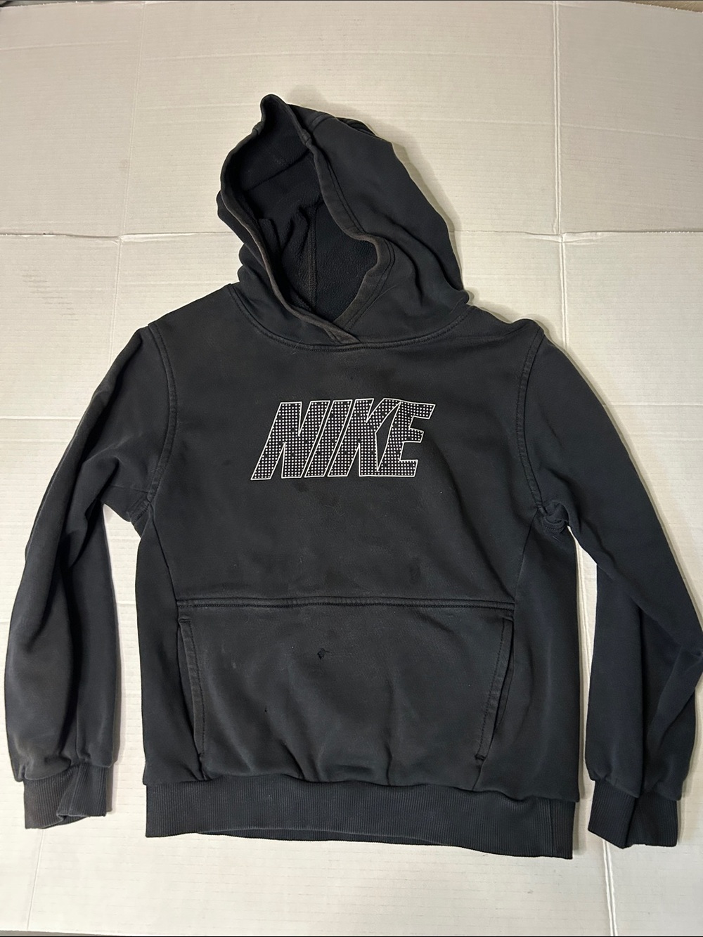 Nike Boys Large Black Pullover Hoodie with Perforated Logo